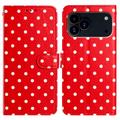 iPhone 17 Pro Max Polka Dot-patroon Portemonnee Hoesje - Rood