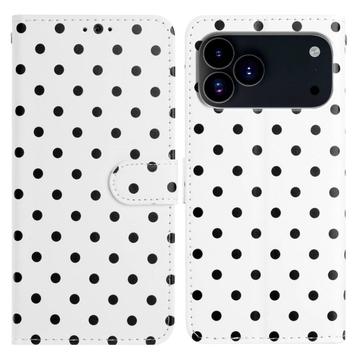 iPhone 17 Pro Max Polka Dot-patroon Portemonnee Hoesje - Wit