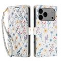 iPhone 17 Pro Max Ruitvormige Bloemen Portemonnee Hoesje - Kleurrijke Bloemen
