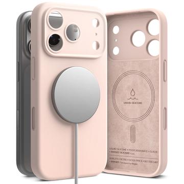 iPhone 17 Pro Max Ringke Vloeibare Siliconen MagSafe Hoesje - Roze zand