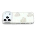iPhone 17 Pro Max/18 Pro Max Sprankelende Liefde en Parel Hybride Hoesje - Wit