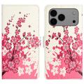 iPhone 17 Pro Max Style Series Portemonnee Hoesje - Roze Bloemen