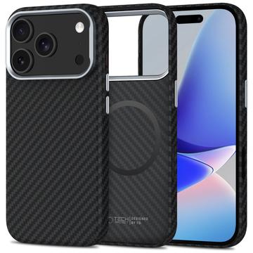 iPhone 17 Pro Max Tech-Protect Ion Carbon Plastic Hoesje - MagSafe Compatibel - Zwart / Zilver