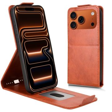 iPhone 17 Pro Max Verticale Flip Hoesje met Standaard - Bruin
