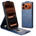 iPhone 17 Pro Max Verticale Flip Hoesje met Standaard - Donkerblauw