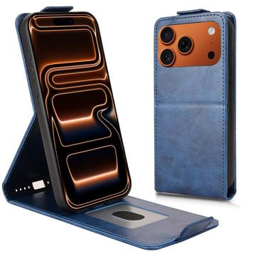 iPhone 17 Pro Max Verticale Flip Hoesje met Standaard - Donkerblauw