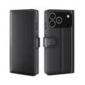 iPhone 17 Pro Max Leren Wallet Hoesje met Statief - Zwart