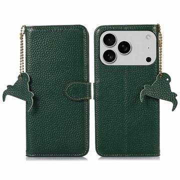 iPhone 17 Pro Max Leren Portemonnee Hoesje met RFID - Groen
