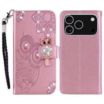 iPhone 17 Pro Uil Strass Portemonnee Hoesje