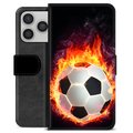 iPhone 17 Pro Premium Portemonnee Hoesje - Voetbal Vlam