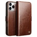 iPhone 17 Pro Qialino Classic Wallet Leren Hoesje - Donkerbruin