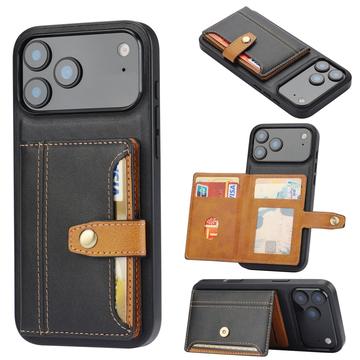 iPhone 17 Pro Retro Style Hoesje met Portemonnee - Zwart