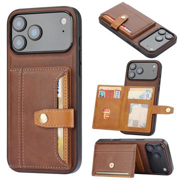 iPhone 17 Pro Retro Style Hoesje met Portemonnee - Bruin