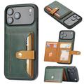 iPhone 17 Pro Retro Style Hoesje met Portemonnee - Groen