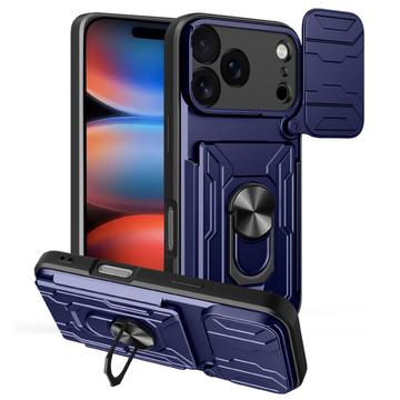 iPhone 17 Pro Roterende ring hybride hoesje met camera schild - Blauw