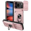 iPhone 17 Pro Roterende ring hybride hoesje met camera schild - Rose Gold