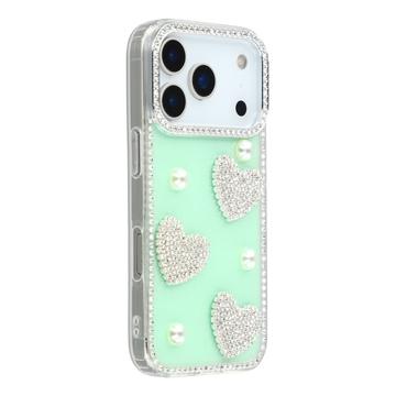 iPhone 17 Pro Sprankelende Liefde en Parel Hybride Hoesje - Groen