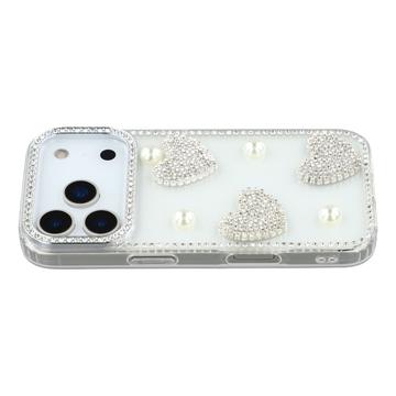 iPhone 17 Pro Sprankelende Liefde en Parel Hybride Hoesje - Doorzichtig