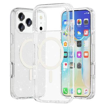 iPhone 17 Pro Stylish Glitter Series Hybride Hoesje - MagSafe-compatibel - Wit