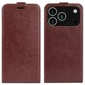 iPhone 17 Pro Verticale Flip Hoesje met Kaartsleuf - Bruin