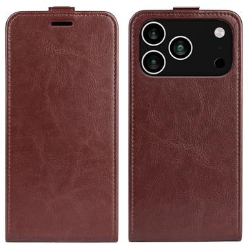 iPhone 17 Pro Verticale Flip Hoesje met Kaartsleuf - Bruin
