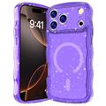 iPhone 17 Pro Wave-Edge Laser Glitter MagSafe hoesje - Doorschijnend Paars
