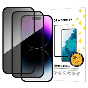 iPhone 17 Pro Wozinsky Super Taai Privacy Gehard Glas - 9H, 2 stuks. - Zwarte rand
