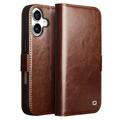 iPhone 17 Qialino Classic Wallet Leren Hoesje - Donkerbruin