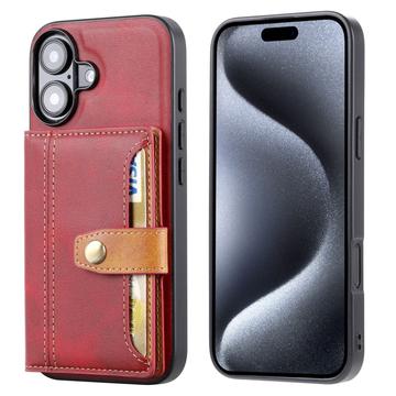 iPhone 17 Retro Style Hoesje met Portemonnee - Rood