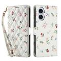 iPhone 17 Ruitvormige Bloemen Portemonnee Hoesje - Rozen