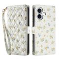 iPhone 17 Ruitvormige Bloemen Portemonnee Hoesje - Gele Bloemen