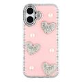 iPhone 17 Sprankelende Liefde en Parel Hybride Hoesje - Roze