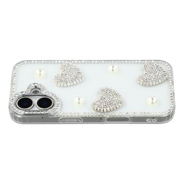 iPhone 17 Sprankelende Liefde en Parel Hybride Hoesje - Doorzichtig