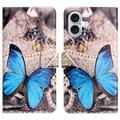 iPhone 17 Style Series Portemonnee Hoesje - Blauw Vlinder