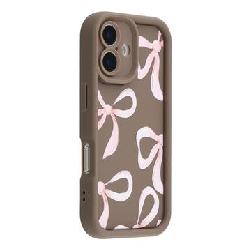 iPhone 17 Stijlvol Schokbestendig TPU Hoesje met Opstaande Randen - Bruin / Grote strik