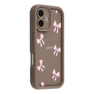 iPhone 17 Stijlvol Schokbestendig TPU Hoesje met Opstaande Randen - Bruin / strik