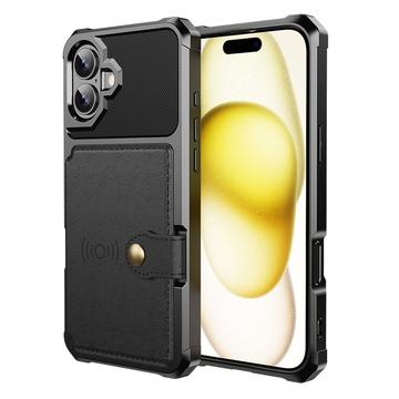 iPhone 17 TPU Hoesje met Kaarthouder - Zwart