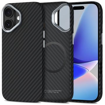 iPhone 17 Tech-Protect Ion Carbon Plastic Hoesje - MagSafe Compatibel - Zwart / Zilver