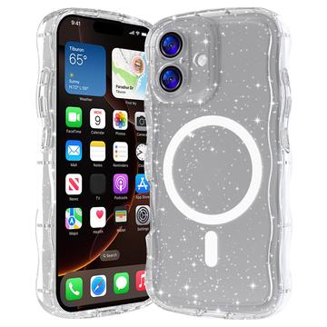 iPhone 17 Wave-Edge Laser Glitter MagSafe hoesje - Doorzichtig