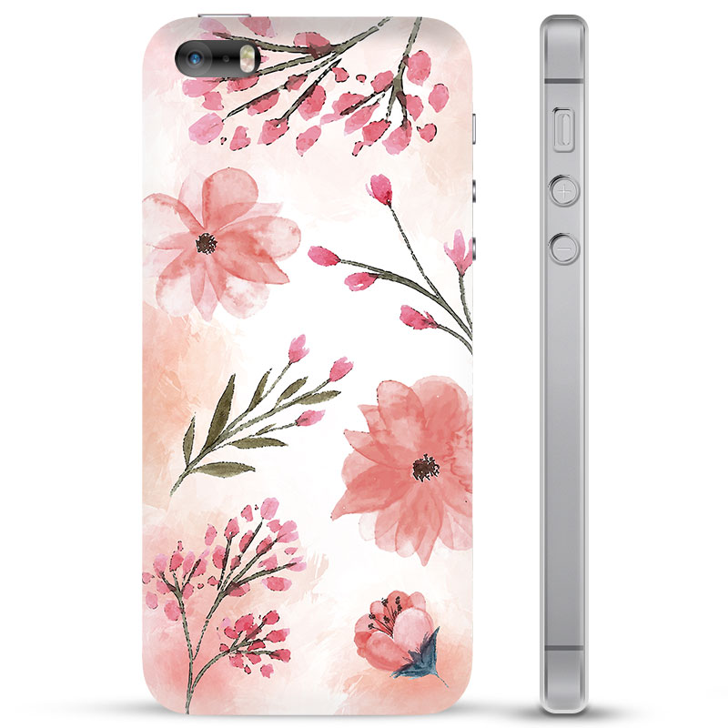 Spelling ochtendgloren wenkbrauw iPhone 5/5S/SE Hybride Hoesje - Roze Bloemen