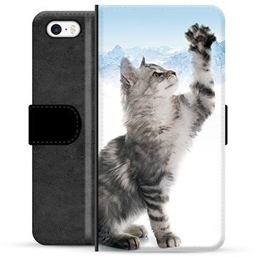 iPhone 5/5S/SE Premium Portemonnee Hoesje - Kat