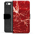 iPhone 5/5S/SE Premium Portemonnee Hoesje - Rood Marmer