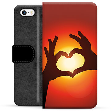 iPhone 5/5S/SE Premium Portemonnee Hoesje - Hart Silhouet