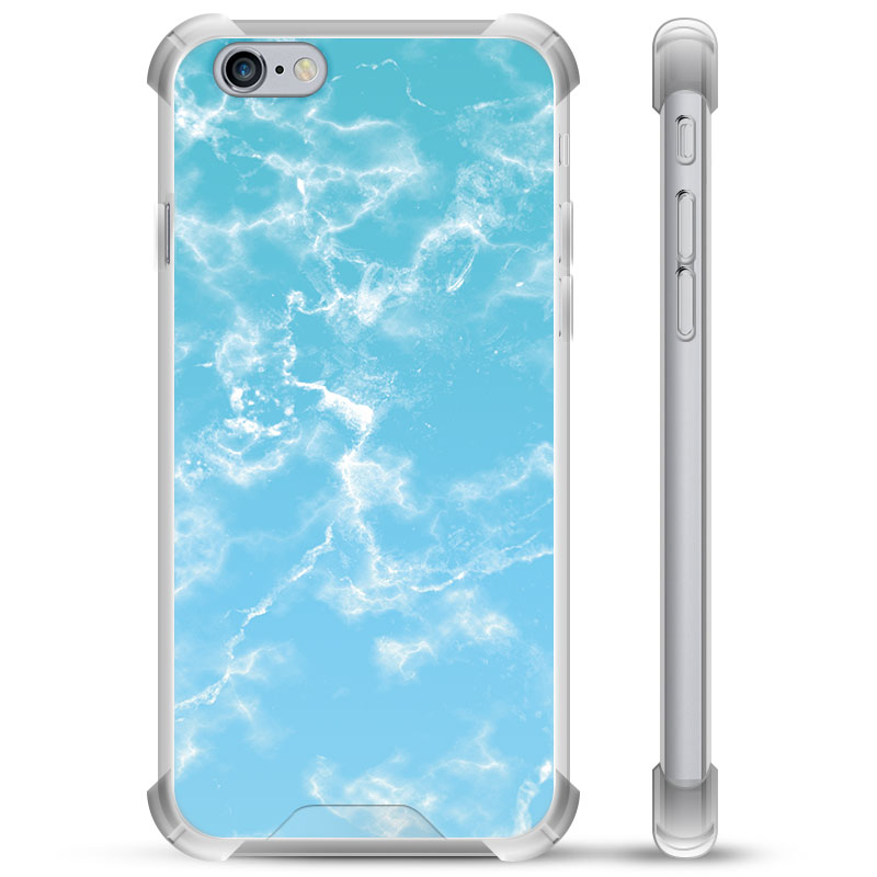 periodieke geur Gedachte iPhone 6/6S Hybrid Case - Blauw Marmer