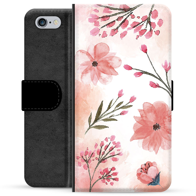 pleegouders rit Post iPhone 6/6S Premium Wallet Hoesje - Roze Bloemen
