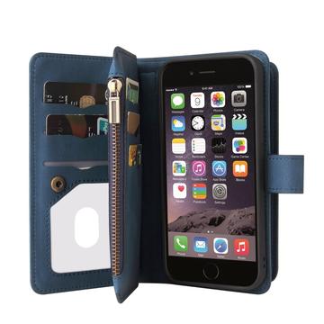 iPhone 6/7/8/SE (2020)/SE (2022) Flip cover met riem, portemonnee en kaarthouders - Blauw