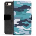 iPhone 7/8/SE (2020)/SE (2022) Premium Portemonnee Hoesje - Blauw Camouflage