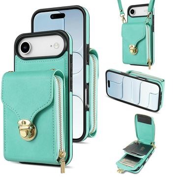 iPhone Air alles-in-één hoesje met portemonnee en riem - Mint