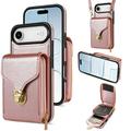 iPhone Air alles-in-één hoesje met portemonnee en riem - Roségoud