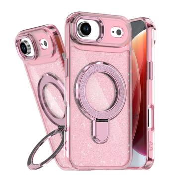 iPhone Air Glitter Hybride Hoesje met Kickstand - MagSafe Compatibel - Roze